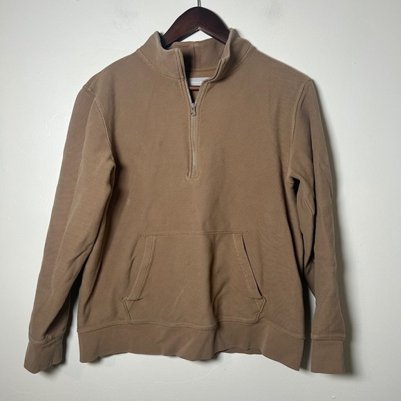 Everlane Tops - EVERLANE Women Casual Quarter Zip Sweatshirt Brown Mock Neck Pouch Pocket M